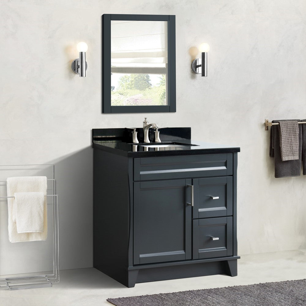 Bellaterra Home 37" Single sink vanity in White finish with Black galaxy granite and Left door/Center sink - Luxe Bathroom Vanities