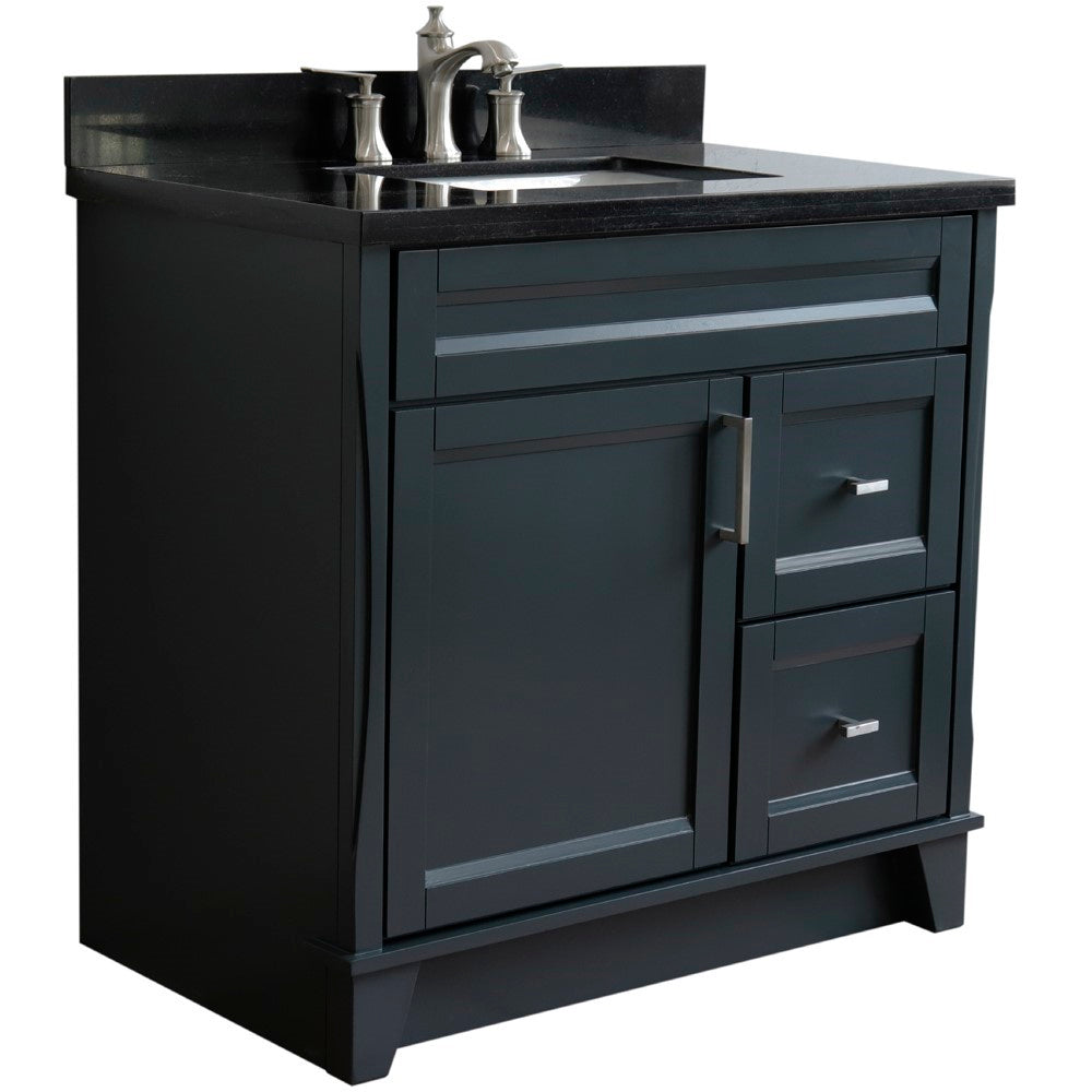 Bellaterra Home 37" Single sink vanity in White finish with Black galaxy granite and Left door/Center sink - Luxe Bathroom Vanities