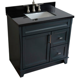 Bellaterra Home 37" Single sink vanity in White finish with Black galaxy granite and Left door/Center sink - Luxe Bathroom Vanities