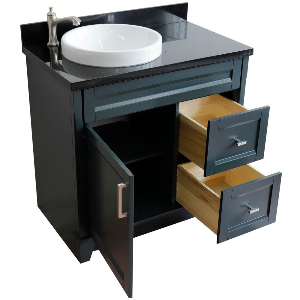 Bellaterra Home 37" Single sink vanity in White finish with Black galaxy granite and Left door/Round Left sink - Luxe Bathroom Vanities