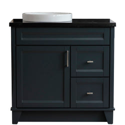 Bellaterra Home 37" Single sink vanity in White finish with Black galaxy granite and Left door/Round Left sink - Luxe Bathroom Vanities