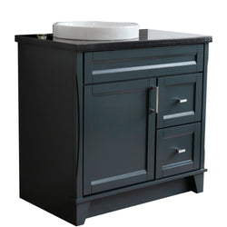 Bellaterra Home 37" Single sink vanity in White finish with Black galaxy granite and Left door/Round Left sink - Luxe Bathroom Vanities
