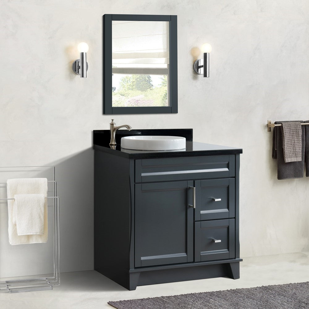 Bellaterra Home 37" Single sink vanity in White finish with Black galaxy granite and Left door/Round Left sink - Luxe Bathroom Vanities