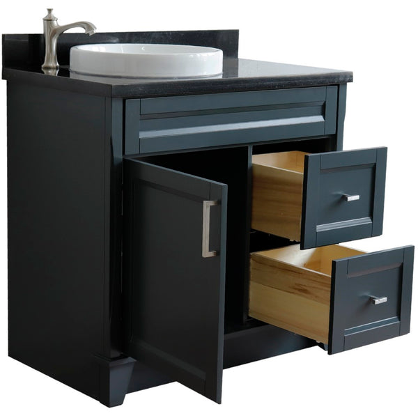 Bellaterra Home 37" Single sink vanity in White finish with Black galaxy granite and Left door/Round Left sink - Luxe Bathroom Vanities