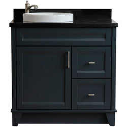 Bellaterra Home 37" Single sink vanity in White finish with Black galaxy granite and Left door/Round Left sink - Luxe Bathroom Vanities