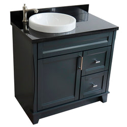 Bellaterra Home 37" Single sink vanity in White finish with Black galaxy granite and Left door/Round Left sink - Luxe Bathroom Vanities