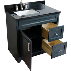 Bellaterra Home 37" Single sink vanity in White finish with Black galaxy granite and Left door/Left sink - Luxe Bathroom Vanities