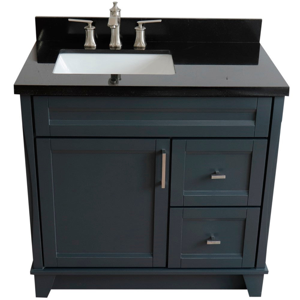 Bellaterra Home 37" Single sink vanity in White finish with Black galaxy granite and Left door/Left sink - Luxe Bathroom Vanities