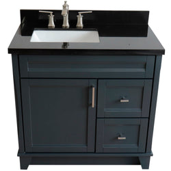 Bellaterra Home 37" Single sink vanity in White finish with Black galaxy granite and Left door/Left sink - Luxe Bathroom Vanities