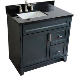 Bellaterra Home 37" Single sink vanity in White finish with Black galaxy granite and Left door/Left sink - Luxe Bathroom Vanities