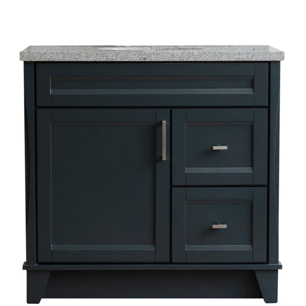 Bellaterra Home 37" Single sink vanity in White finish with Black galaxy granite and Left door/Center sink - Luxe Bathroom Vanities