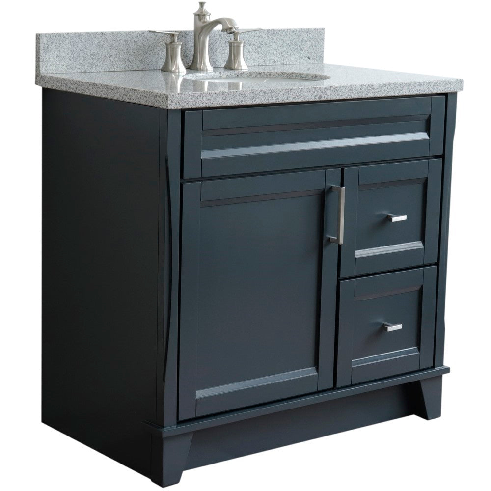 Bellaterra Home 37" Single sink vanity in White finish with Black galaxy granite and Left door/Center sink - Luxe Bathroom Vanities