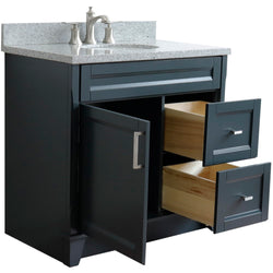 Bellaterra Home 37" Single sink vanity in White finish with Black galaxy granite and Left door/Center sink - Luxe Bathroom Vanities