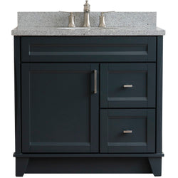 Bellaterra Home 37" Single sink vanity in White finish with Black galaxy granite and Left door/Center sink - Luxe Bathroom Vanities