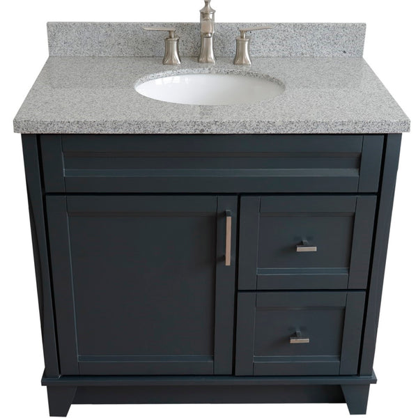 Bellaterra Home 37" Single sink vanity in White finish with Black galaxy granite and Left door/Center sink - Luxe Bathroom Vanities