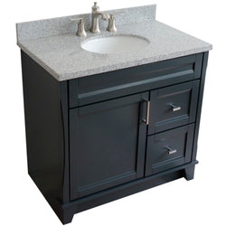 Bellaterra Home 37" Single sink vanity in White finish with Black galaxy granite and Left door/Center sink - Luxe Bathroom Vanities