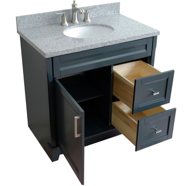 Bellaterra Home 37" Single sink vanity in White finish with Black galaxy granite and Left door/Center sink - Luxe Bathroom Vanities