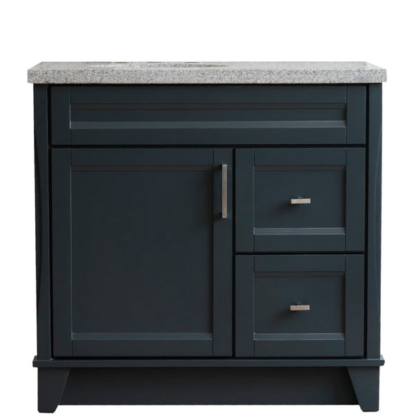 Bellaterra Home 37" Single sink vanity in White finish with Black galaxy granite and and Left door/Left sink - Luxe Bathroom Vanities