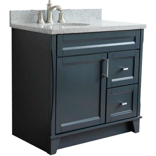 Bellaterra Home 37" Single sink vanity in White finish with Black galaxy granite and and Left door/Left sink - Luxe Bathroom Vanities