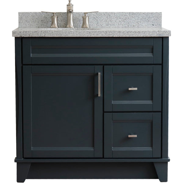 Bellaterra Home 37" Single sink vanity in White finish with Black galaxy granite and and Left door/Left sink - Luxe Bathroom Vanities