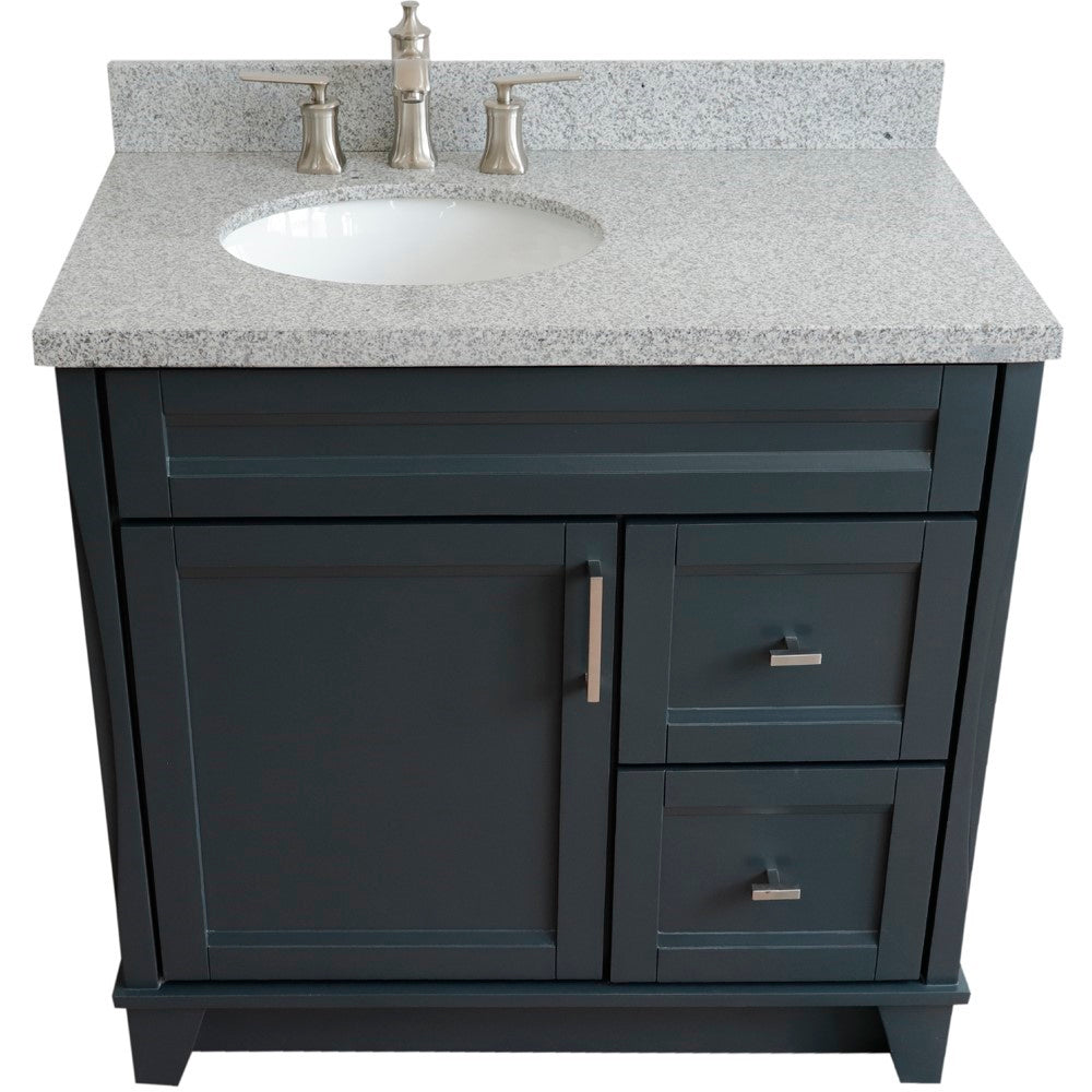 Bellaterra Home 37" Single sink vanity in White finish with Black galaxy granite and and Left door/Left sink - Luxe Bathroom Vanities