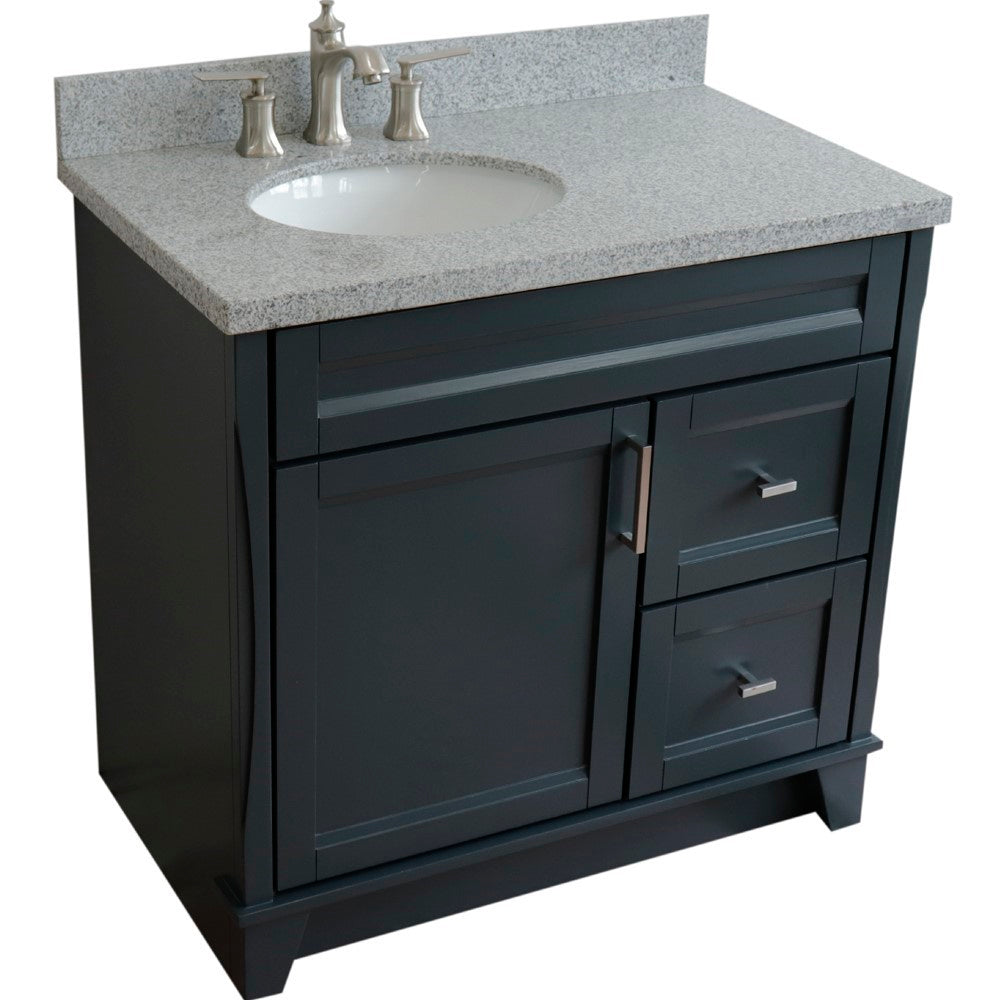 Bellaterra Home 37" Single sink vanity in White finish with Black galaxy granite and and Left door/Left sink - Luxe Bathroom Vanities