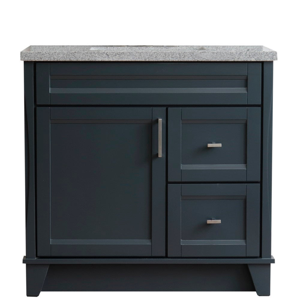 Bellaterra Home 37" Single sink vanity in White finish with Black galaxy granite and Left door/Center sink - Luxe Bathroom Vanities