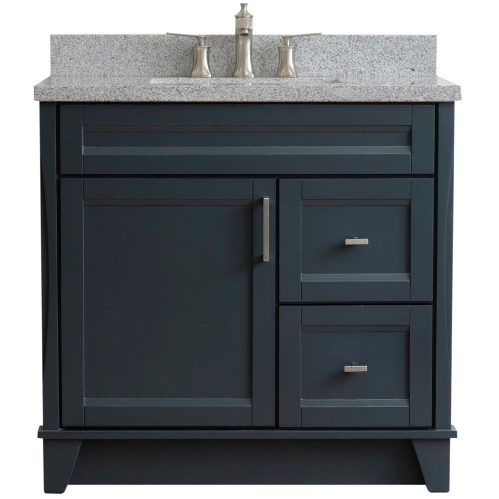 Bellaterra Home 37" Single sink vanity in White finish with Black galaxy granite and Left door/Center sink - Luxe Bathroom Vanities