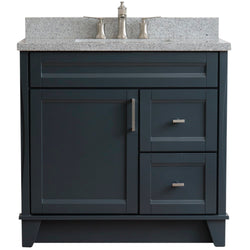 Bellaterra Home 37" Single sink vanity in White finish with Black galaxy granite and Left door/Center sink - Luxe Bathroom Vanities