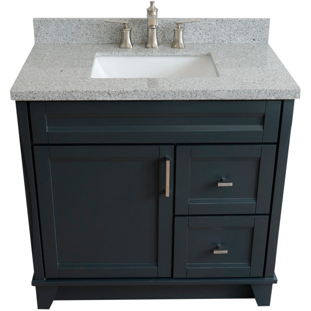 Bellaterra Home 37" Single sink vanity in White finish with Black galaxy granite and Left door/Center sink - Luxe Bathroom Vanities