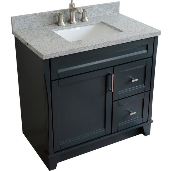 Bellaterra Home 37" Single sink vanity in White finish with Black galaxy granite and Left door/Center sink - Luxe Bathroom Vanities