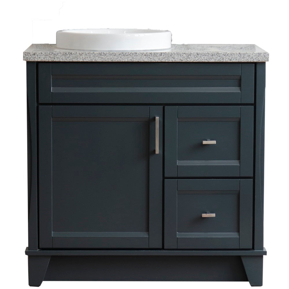 Bellaterra Home 37" Single sink vanity in White finish with Black galaxy granite and Left door/Round Left sink - Luxe Bathroom Vanities