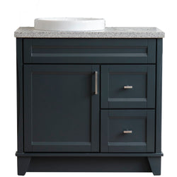 Bellaterra Home 37" Single sink vanity in White finish with Black galaxy granite and Left door/Round Left sink - Luxe Bathroom Vanities