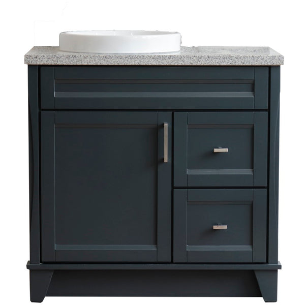 Bellaterra Home 37" Single sink vanity in White finish with Black galaxy granite and Left door/Round Left sink - Luxe Bathroom Vanities
