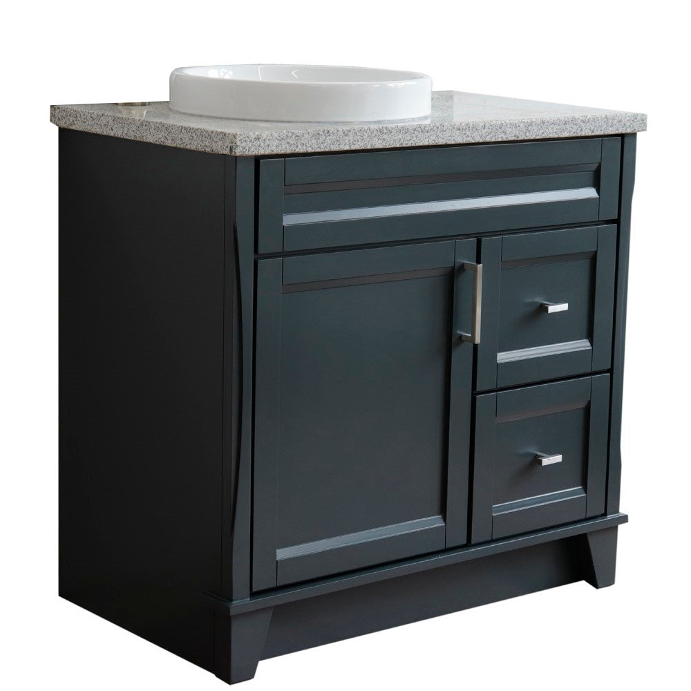 Bellaterra Home 37" Single sink vanity in White finish with Black galaxy granite and Left door/Round Left sink - Luxe Bathroom Vanities