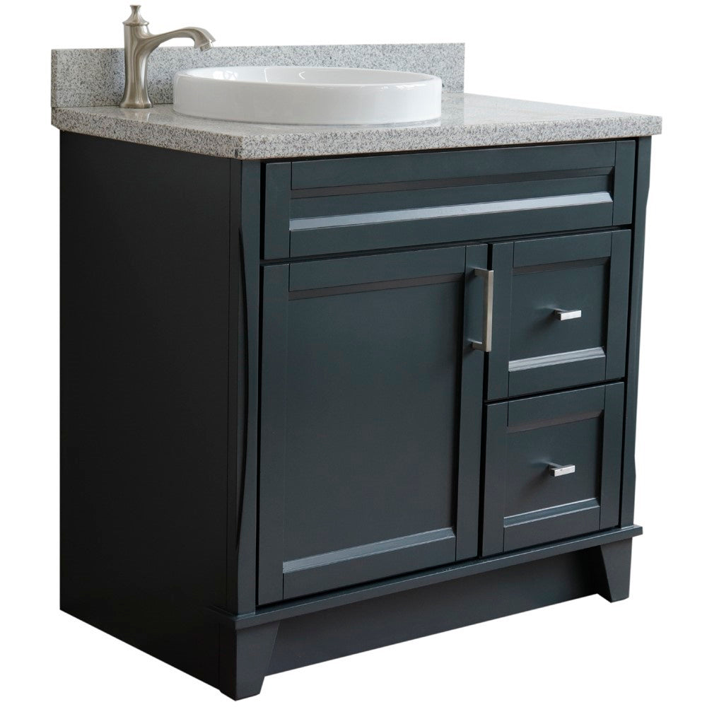 Bellaterra Home 37" Single sink vanity in White finish with Black galaxy granite and Left door/Round Left sink - Luxe Bathroom Vanities