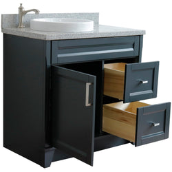 Bellaterra Home 37" Single sink vanity in White finish with Black galaxy granite and Left door/Round Left sink - Luxe Bathroom Vanities