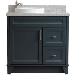 Bellaterra Home 37" Single sink vanity in White finish with Black galaxy granite and Left door/Round Left sink - Luxe Bathroom Vanities