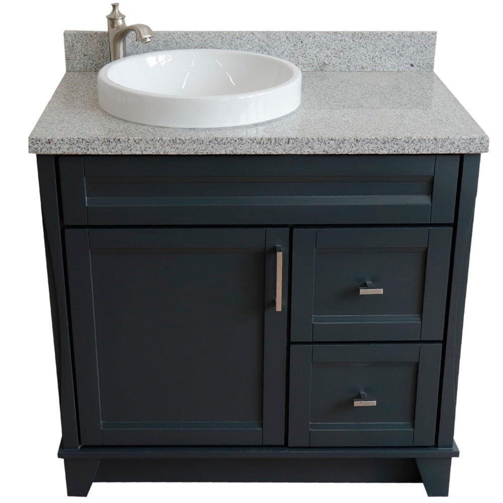 Bellaterra Home 37" Single sink vanity in White finish with Black galaxy granite and Left door/Round Left sink - Luxe Bathroom Vanities