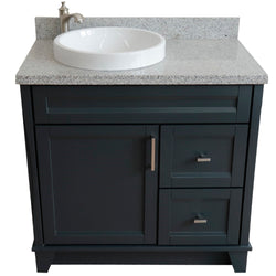 Bellaterra Home 37" Single sink vanity in White finish with Black galaxy granite and Left door/Round Left sink - Luxe Bathroom Vanities