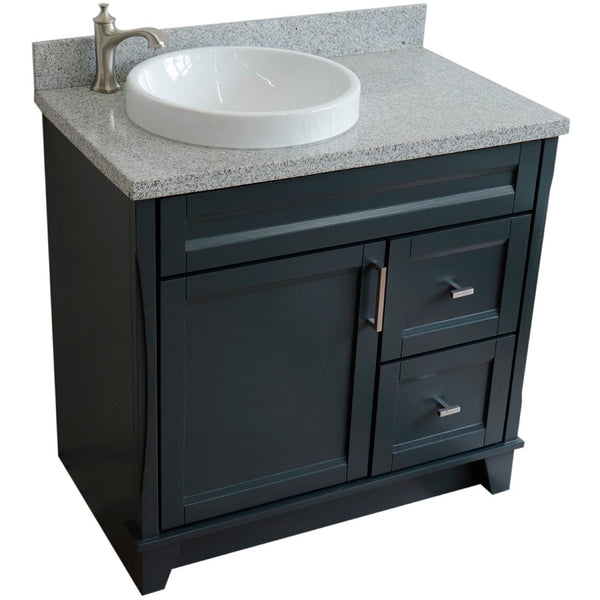 Bellaterra Home 37" Single sink vanity in White finish with Black galaxy granite and Left door/Round Left sink - Luxe Bathroom Vanities