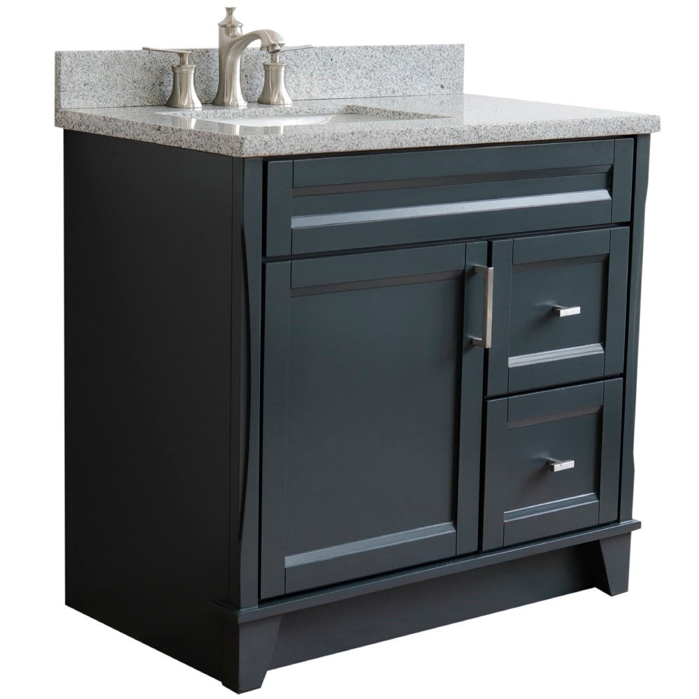 Bellaterra Home 37" Single sink vanity in White finish with Black galaxy granite and Left door/Left sink - Luxe Bathroom Vanities