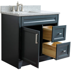 Bellaterra Home 37" Single sink vanity in White finish with Black galaxy granite and Left door/Left sink - Luxe Bathroom Vanities