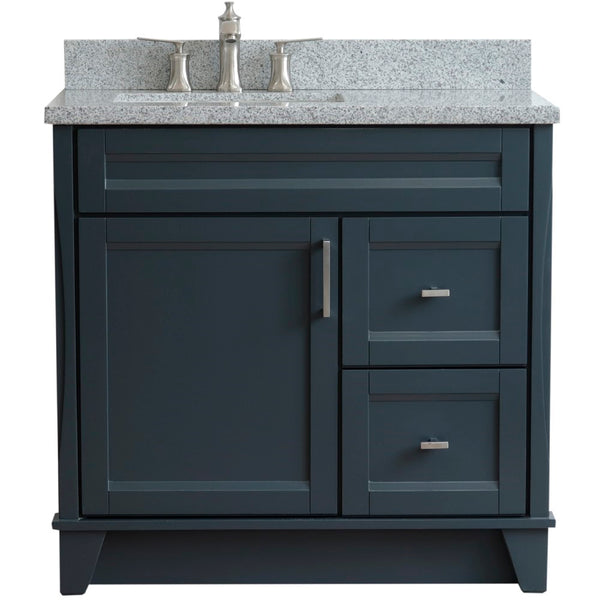 Bellaterra Home 37" Single sink vanity in White finish with Black galaxy granite and Left door/Left sink - Luxe Bathroom Vanities