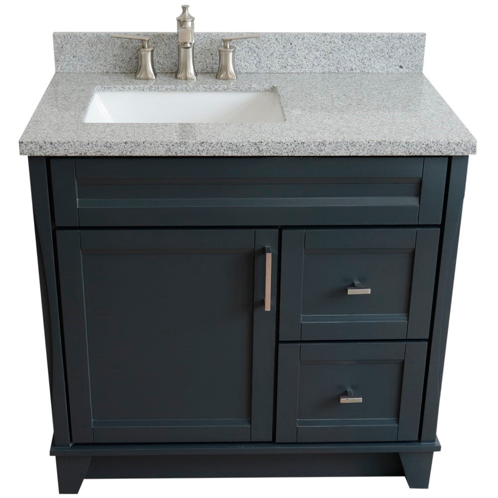 Bellaterra Home 37" Single sink vanity in White finish with Black galaxy granite and Left door/Left sink - Luxe Bathroom Vanities