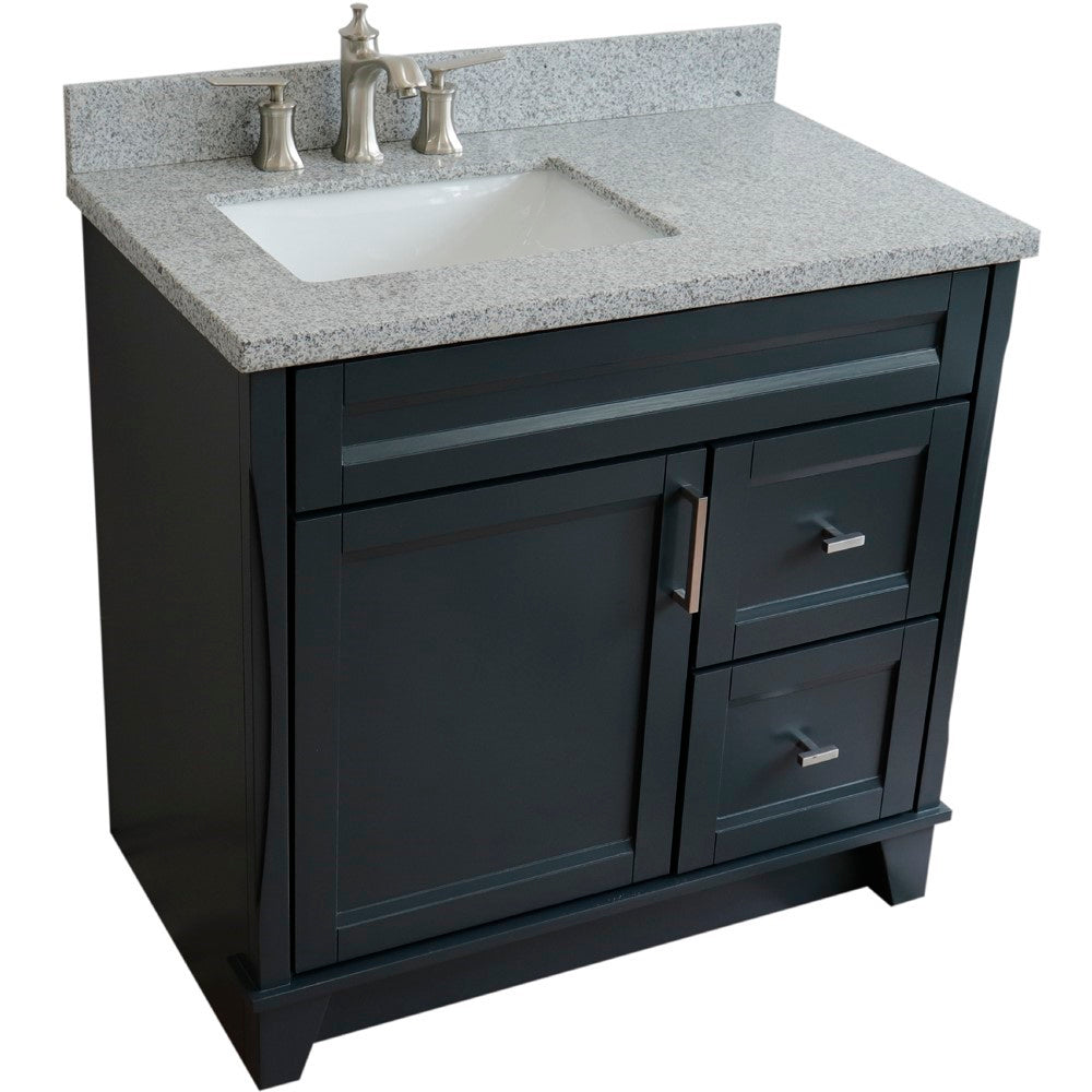 Bellaterra Home 37" Single sink vanity in White finish with Black galaxy granite and Left door/Left sink - Luxe Bathroom Vanities