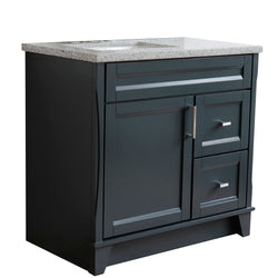 Bellaterra Home 400700-37L 37" Single sink vanity in White finish with Black galaxy granite and Left door/Left sink