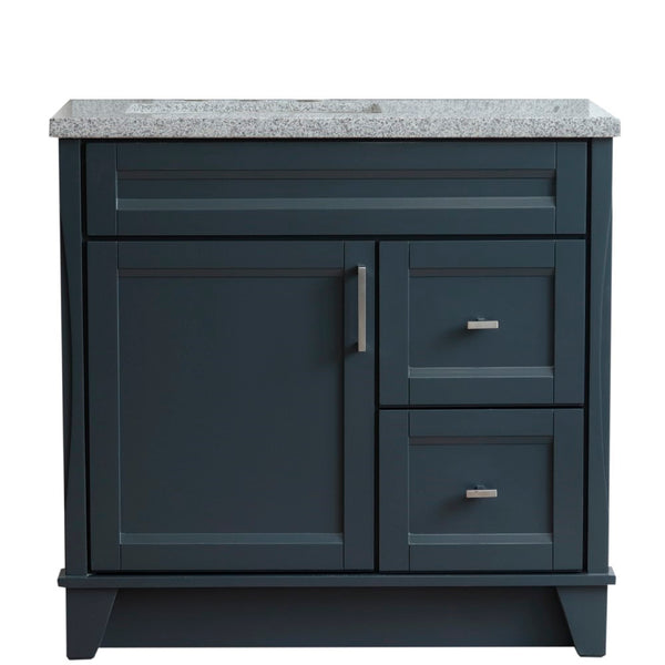 Bellaterra Home 37" Single sink vanity in White finish with Black galaxy granite and Left door/Left sink - Luxe Bathroom Vanities