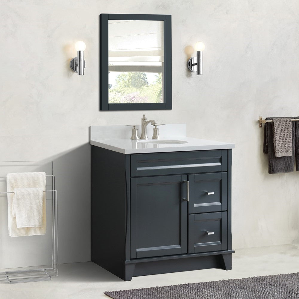 Bellaterra Home 37" Single sink vanity in White finish with Black galaxy granite and Left door/Center sink - Luxe Bathroom Vanities