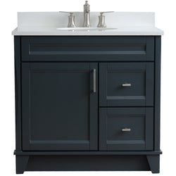 Bellaterra Home 37" Single sink vanity in White finish with Black galaxy granite and Left door/Center sink - Luxe Bathroom Vanities